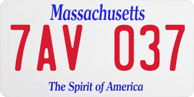 MA license plate 7AV037