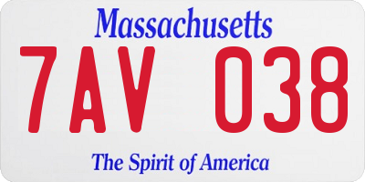 MA license plate 7AV038