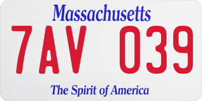 MA license plate 7AV039