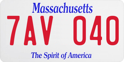 MA license plate 7AV040