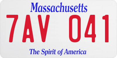 MA license plate 7AV041