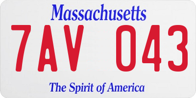 MA license plate 7AV043