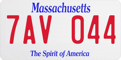 MA license plate 7AV044
