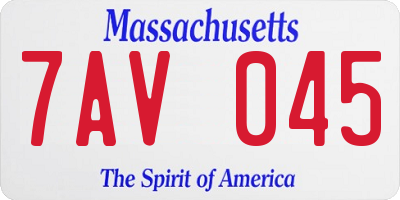 MA license plate 7AV045