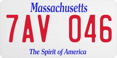 MA license plate 7AV046
