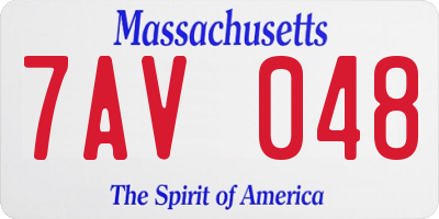 MA license plate 7AV048