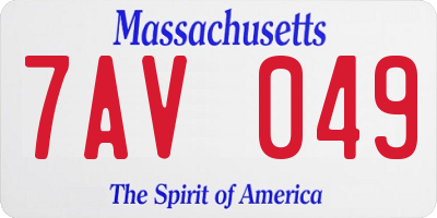 MA license plate 7AV049