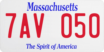 MA license plate 7AV050