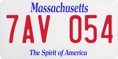 MA license plate 7AV054