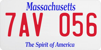 MA license plate 7AV056