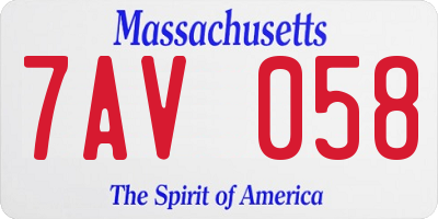 MA license plate 7AV058