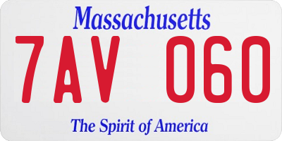 MA license plate 7AV060
