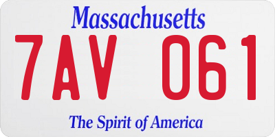MA license plate 7AV061