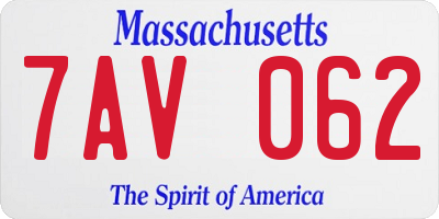 MA license plate 7AV062