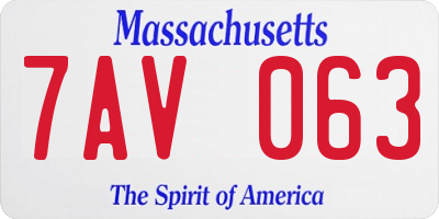 MA license plate 7AV063