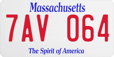MA license plate 7AV064