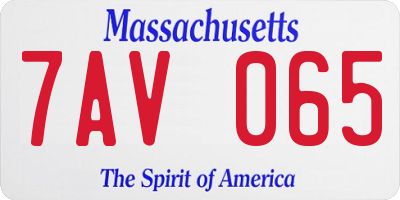 MA license plate 7AV065