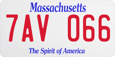 MA license plate 7AV066