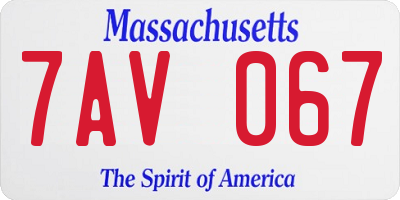 MA license plate 7AV067