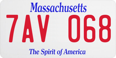 MA license plate 7AV068
