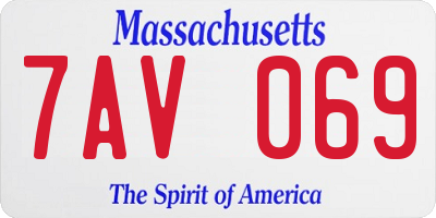 MA license plate 7AV069