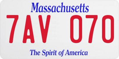MA license plate 7AV070