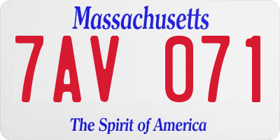 MA license plate 7AV071