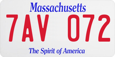 MA license plate 7AV072