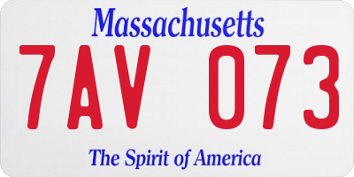 MA license plate 7AV073