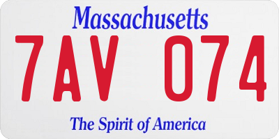 MA license plate 7AV074