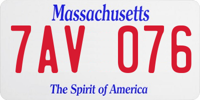 MA license plate 7AV076