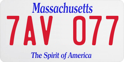 MA license plate 7AV077
