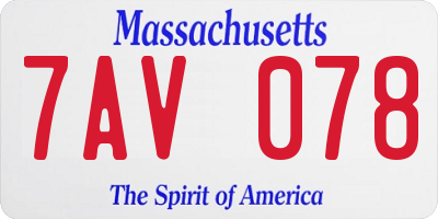 MA license plate 7AV078