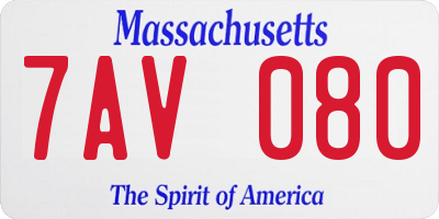 MA license plate 7AV080