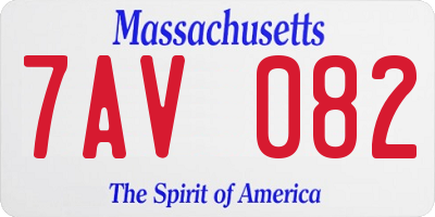 MA license plate 7AV082