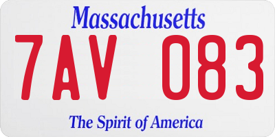 MA license plate 7AV083