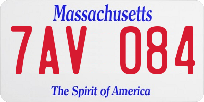 MA license plate 7AV084