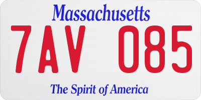 MA license plate 7AV085