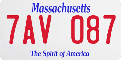 MA license plate 7AV087