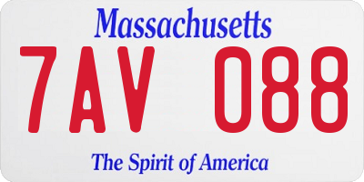 MA license plate 7AV088