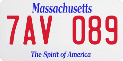 MA license plate 7AV089