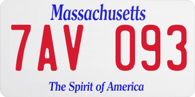 MA license plate 7AV093