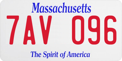 MA license plate 7AV096
