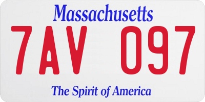 MA license plate 7AV097