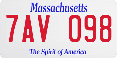 MA license plate 7AV098