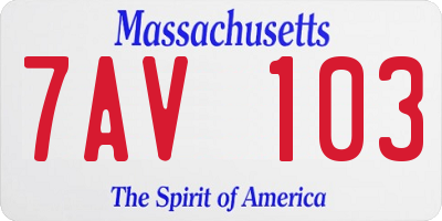 MA license plate 7AV103