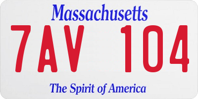 MA license plate 7AV104