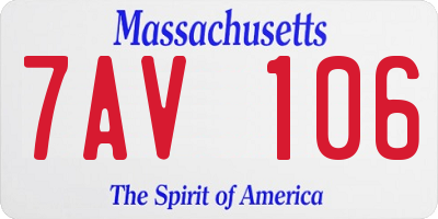 MA license plate 7AV106