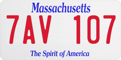MA license plate 7AV107