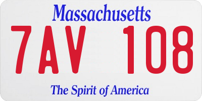 MA license plate 7AV108